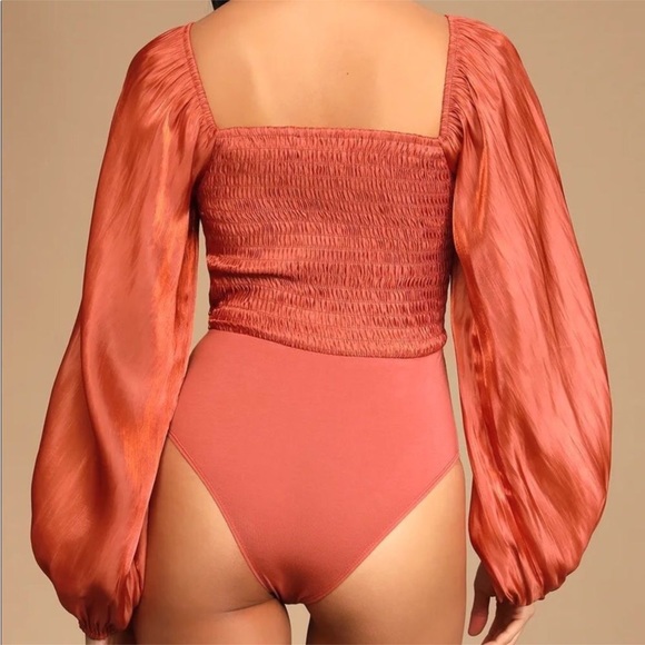 Lulus Terra Cotta Long Sleeve Bodysuit - Picture 3 of 11